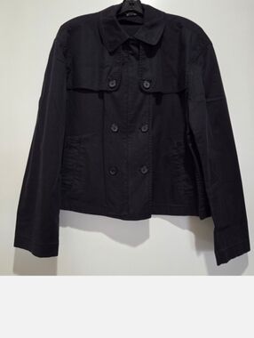 DKNY Cropped Trench Jacket, Navy, Large, Pre-owned
